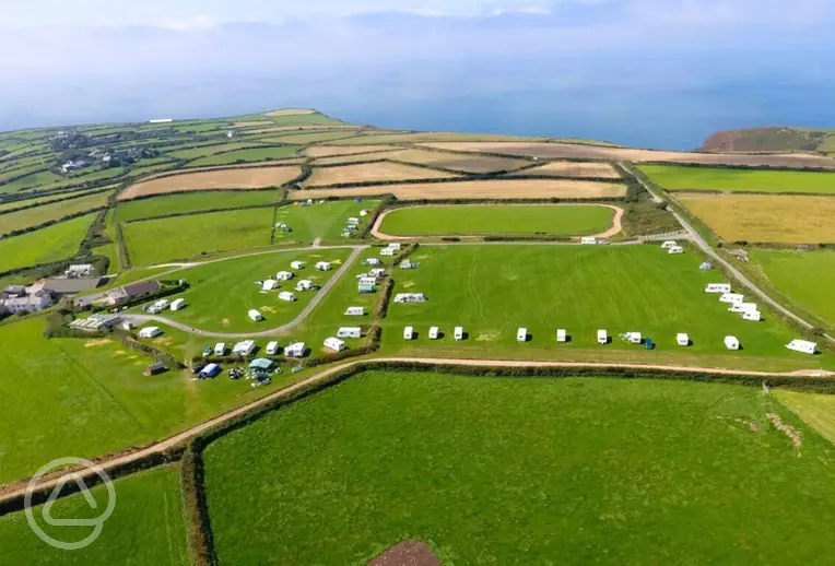 Aerial of Lower Pennycrocker Farm towards the North Cornwall Coast