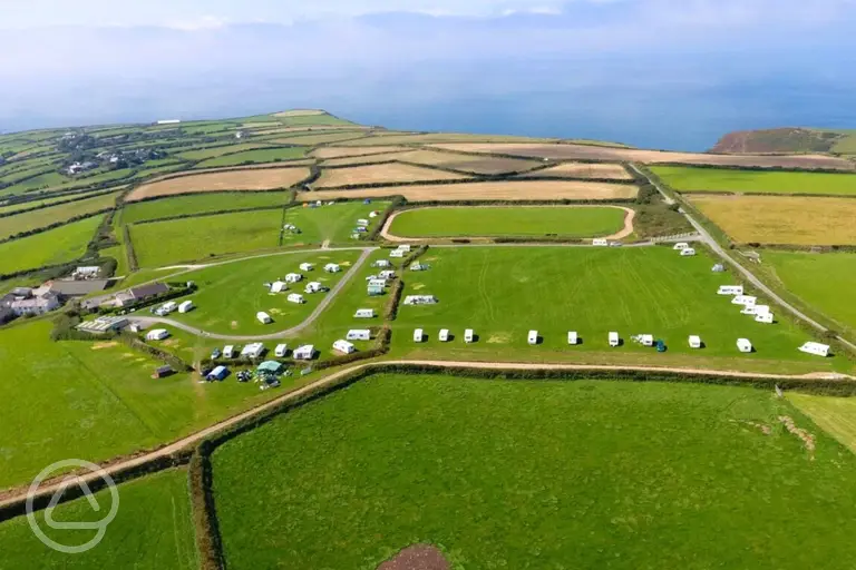 Aerial of Lower Pennycrocker Farm towards the North Cornwall Coast