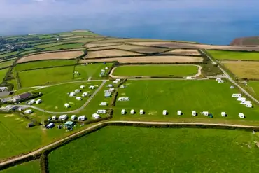 Aerial of Lower Pennycrocker Farm towards the North Cornwall Coast
