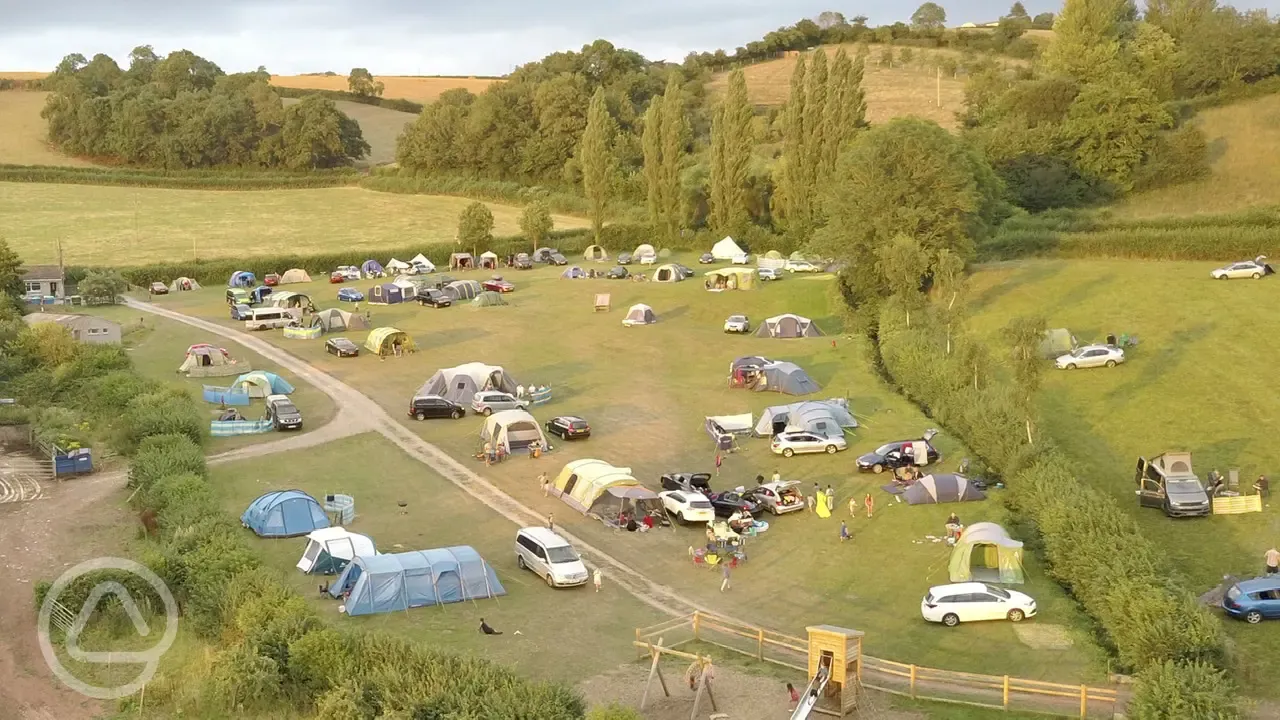Aerial view of Treacle Valley Campsite 