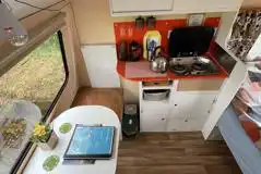 Vintage Bubble caravan kitchen and seating area
