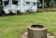 Vintage caravan and fire pit