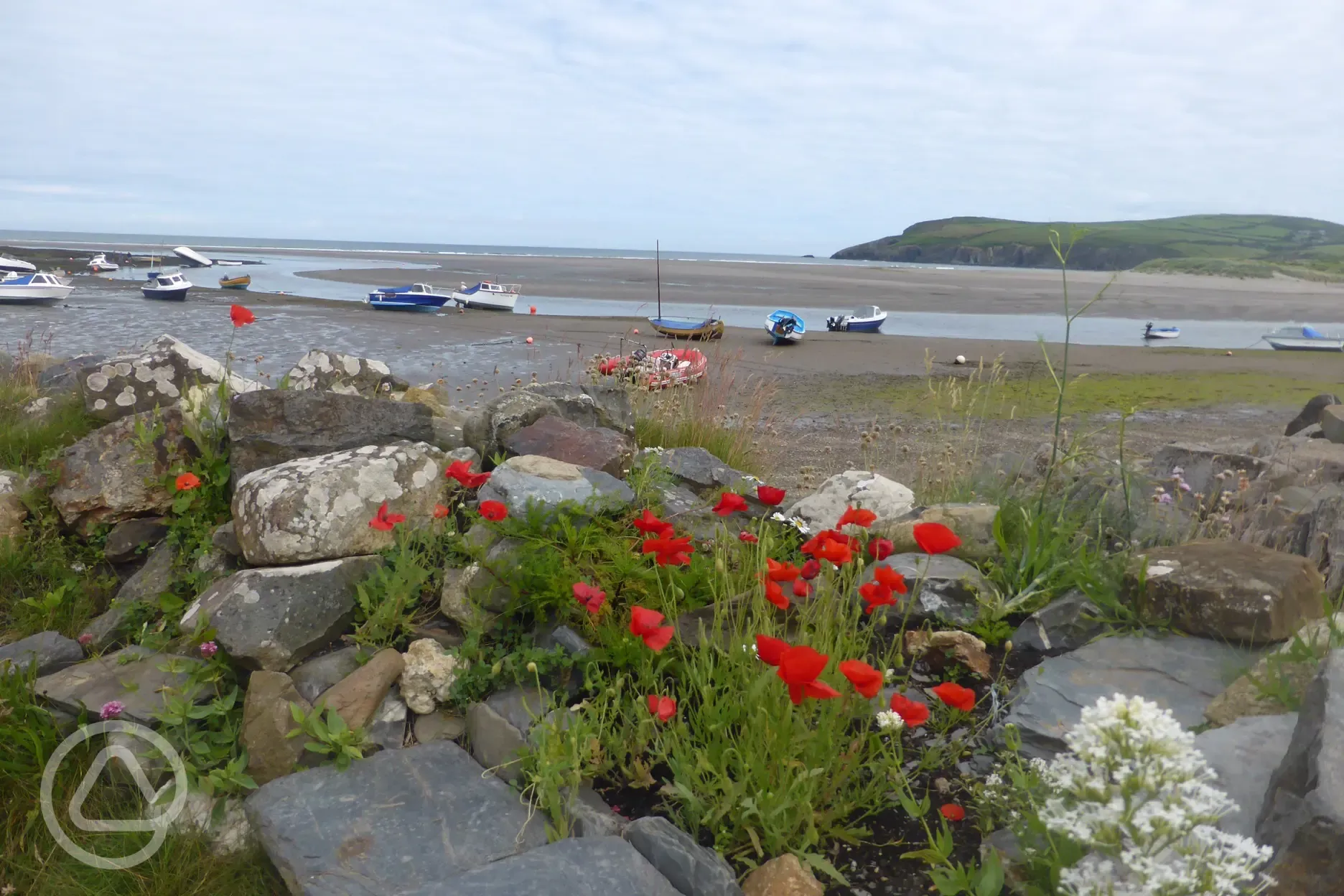 Newport Beach , Traeth Mawr looking across the quay wall.