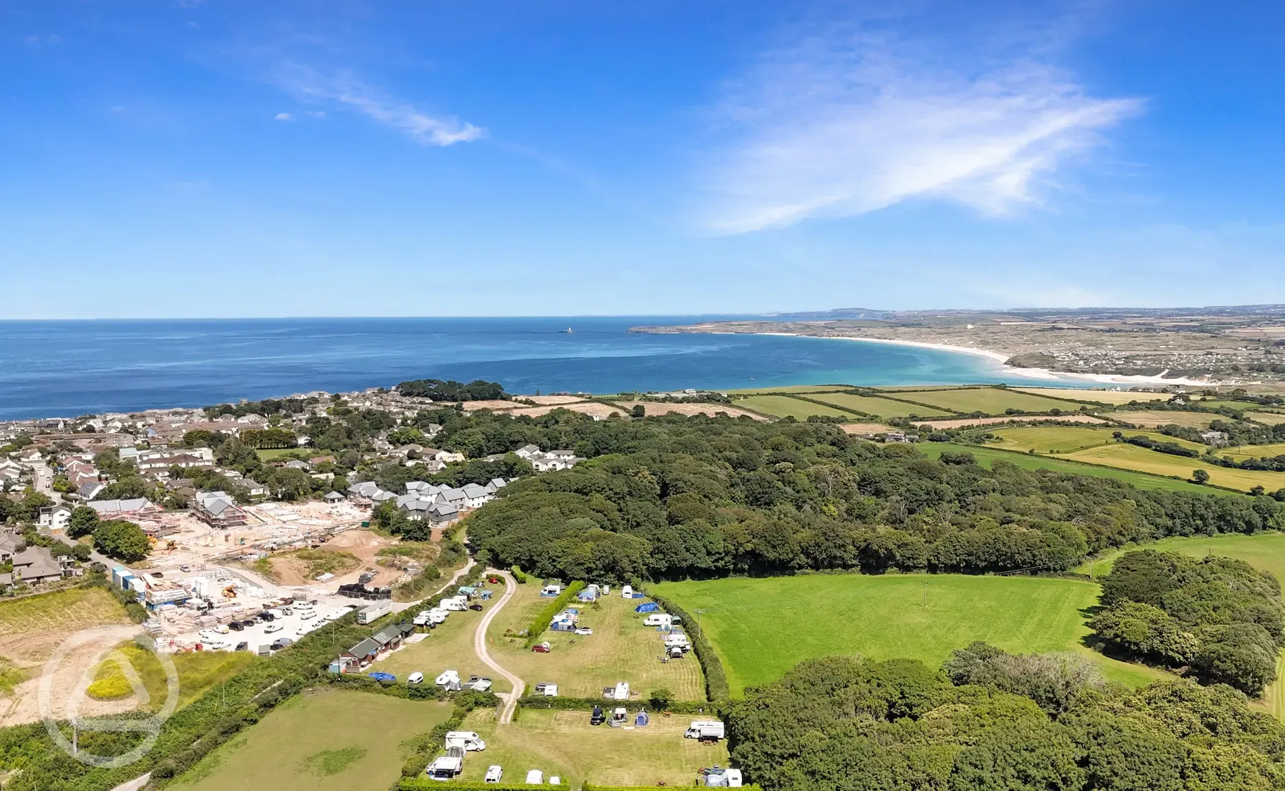 Aerial of the campsite and coast