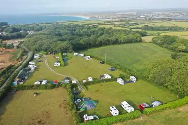 Aerial of Mount Douglas Farm Campsite to Carbis Bay and Hayle Beach