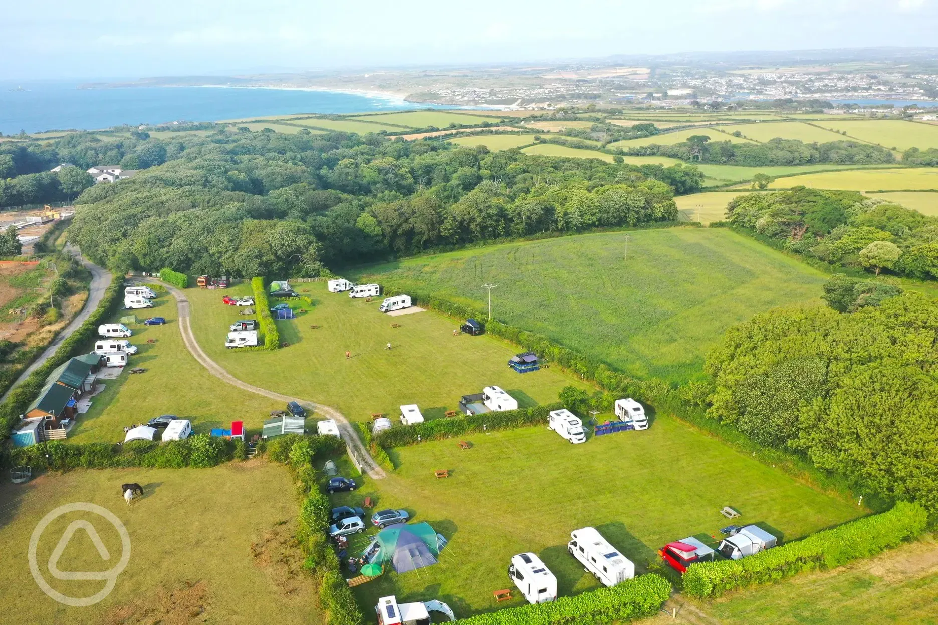 Aerial of the campsite and coast