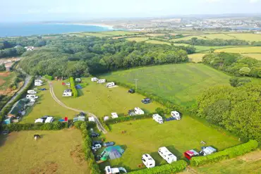 Aerial of the campsite and coast