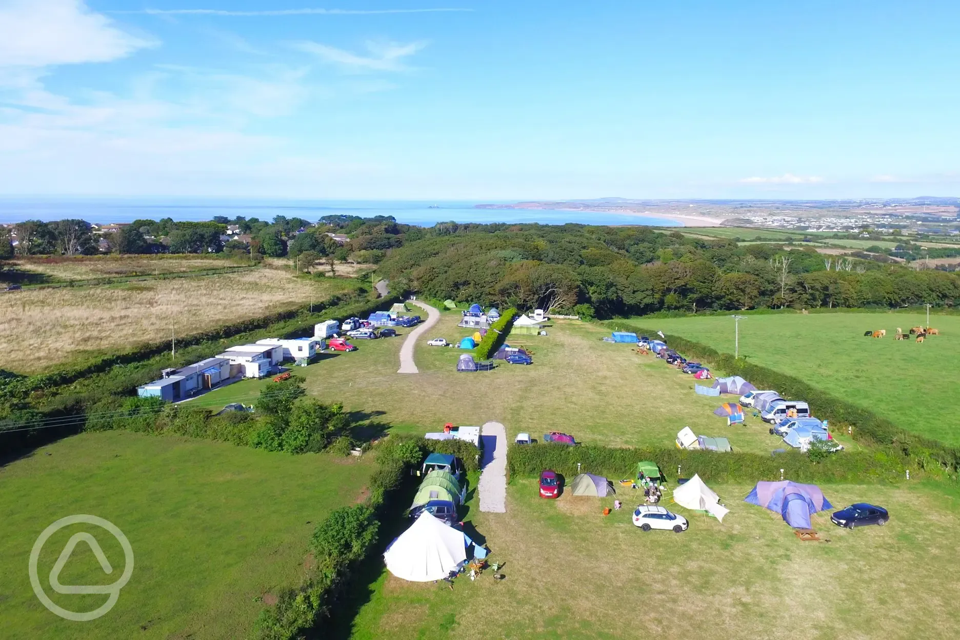 Aerial of the campsite and coast