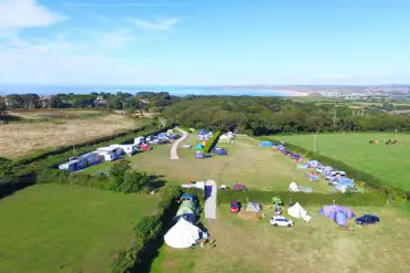 Aerial of the campsite and coast