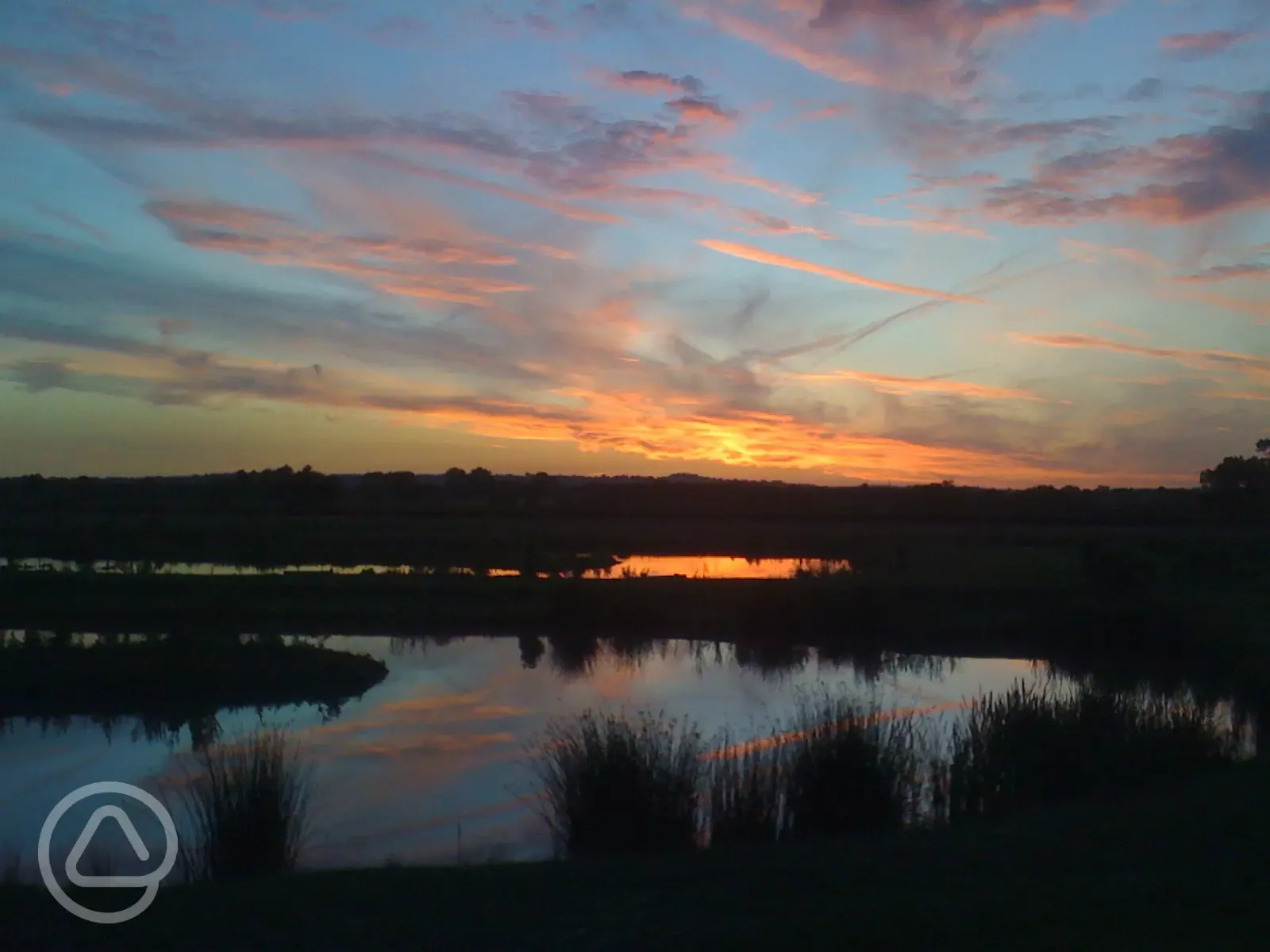 Sunset over one of the fishing lakes