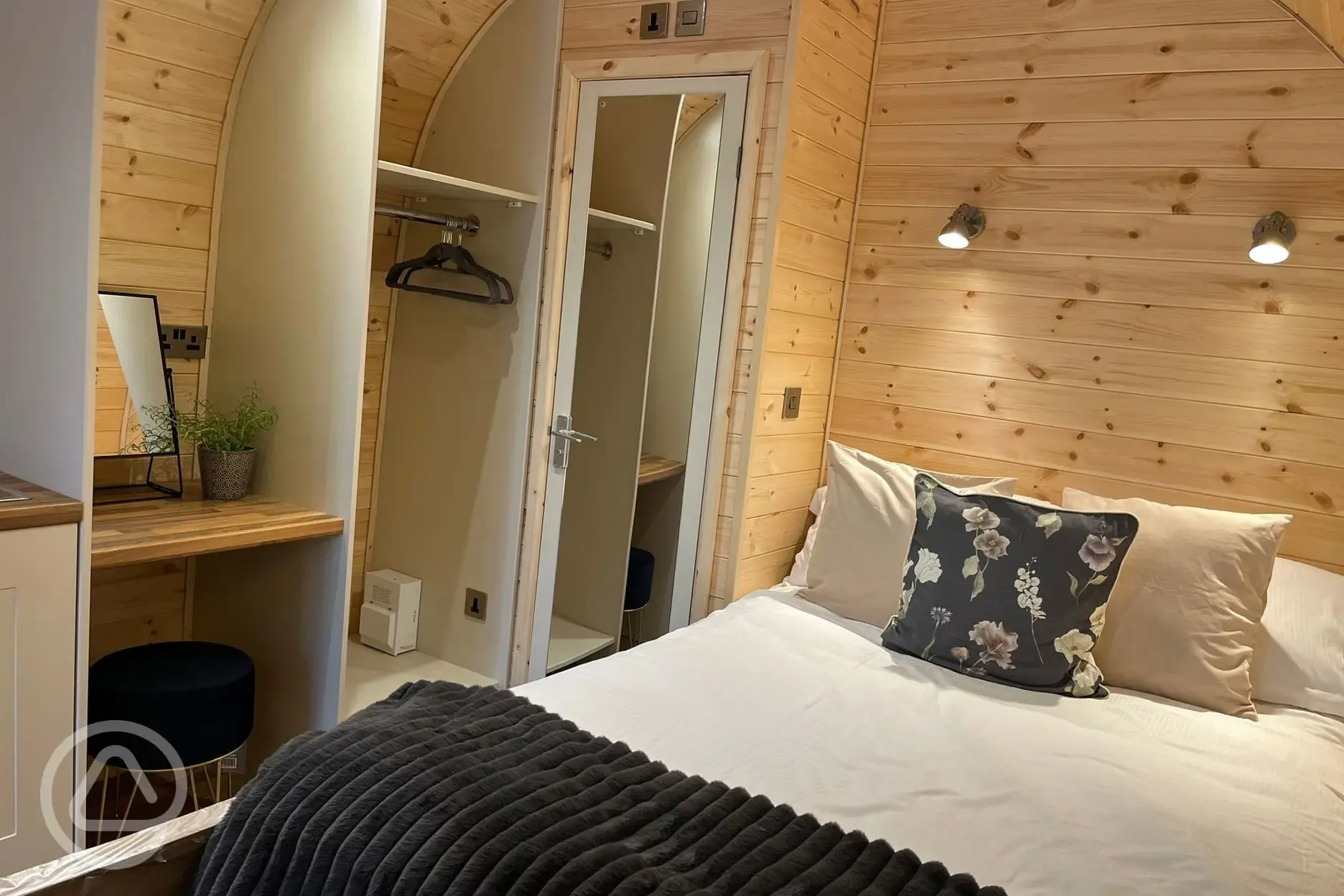 Glamping pod bedroom