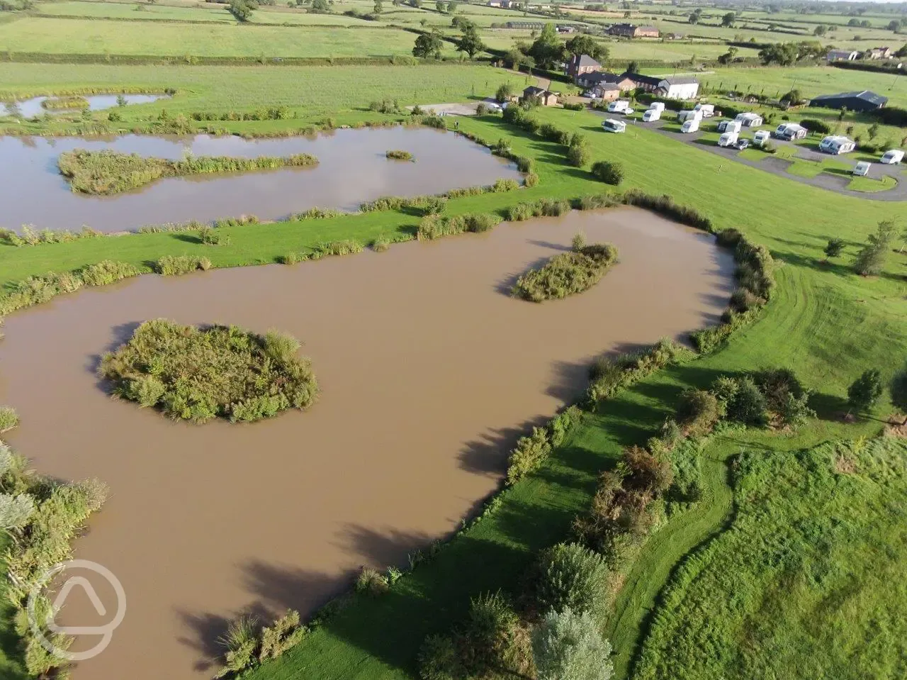 Aerial of the fishing lakes