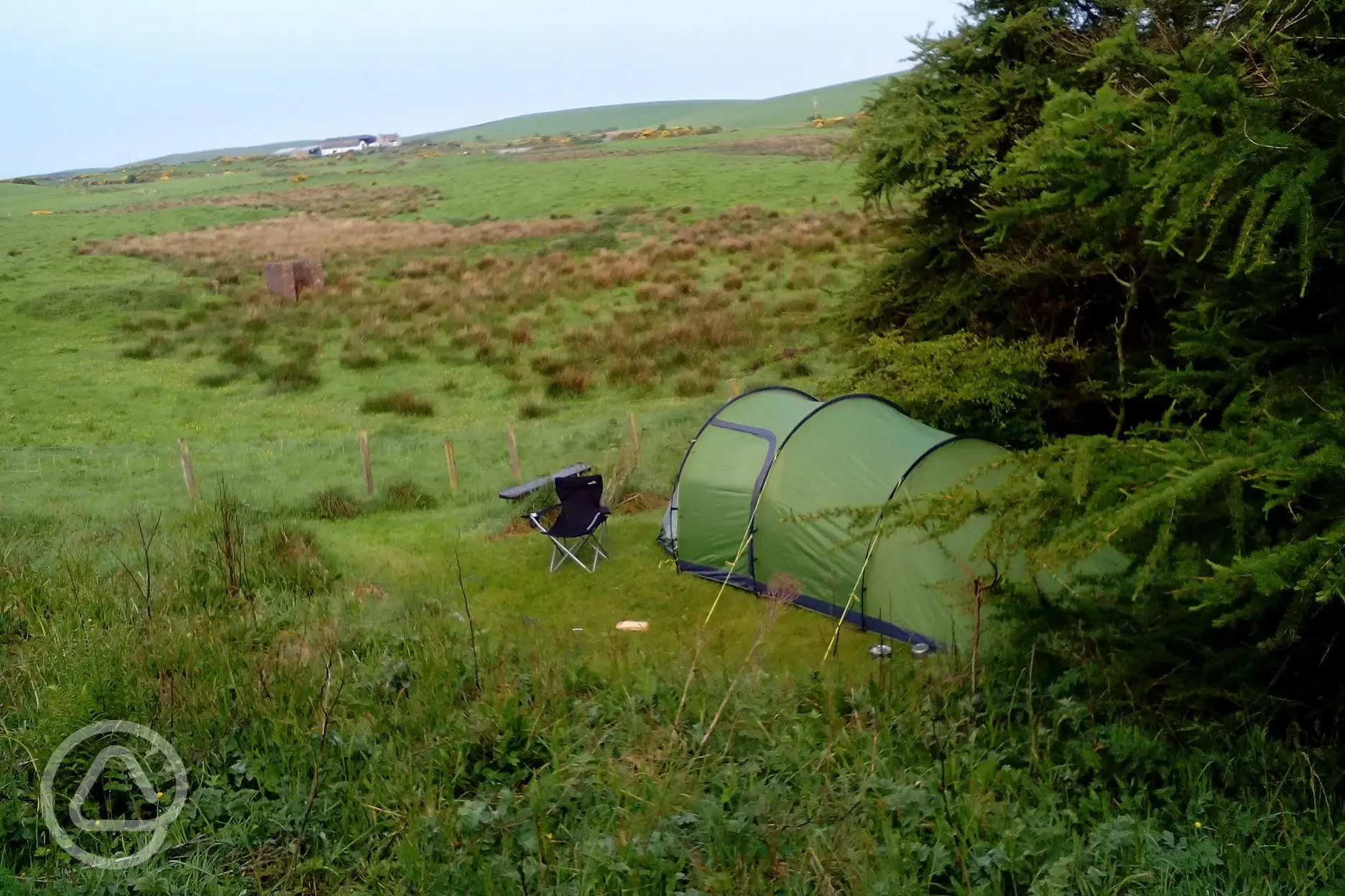 Secluded pitch for small tent also has privacy
