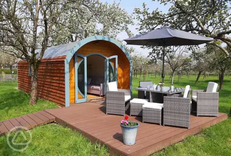 Ensuite glamping pod at Orchard Farm