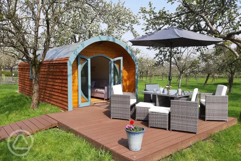 Ensuite glamping pod at Orchard Farm