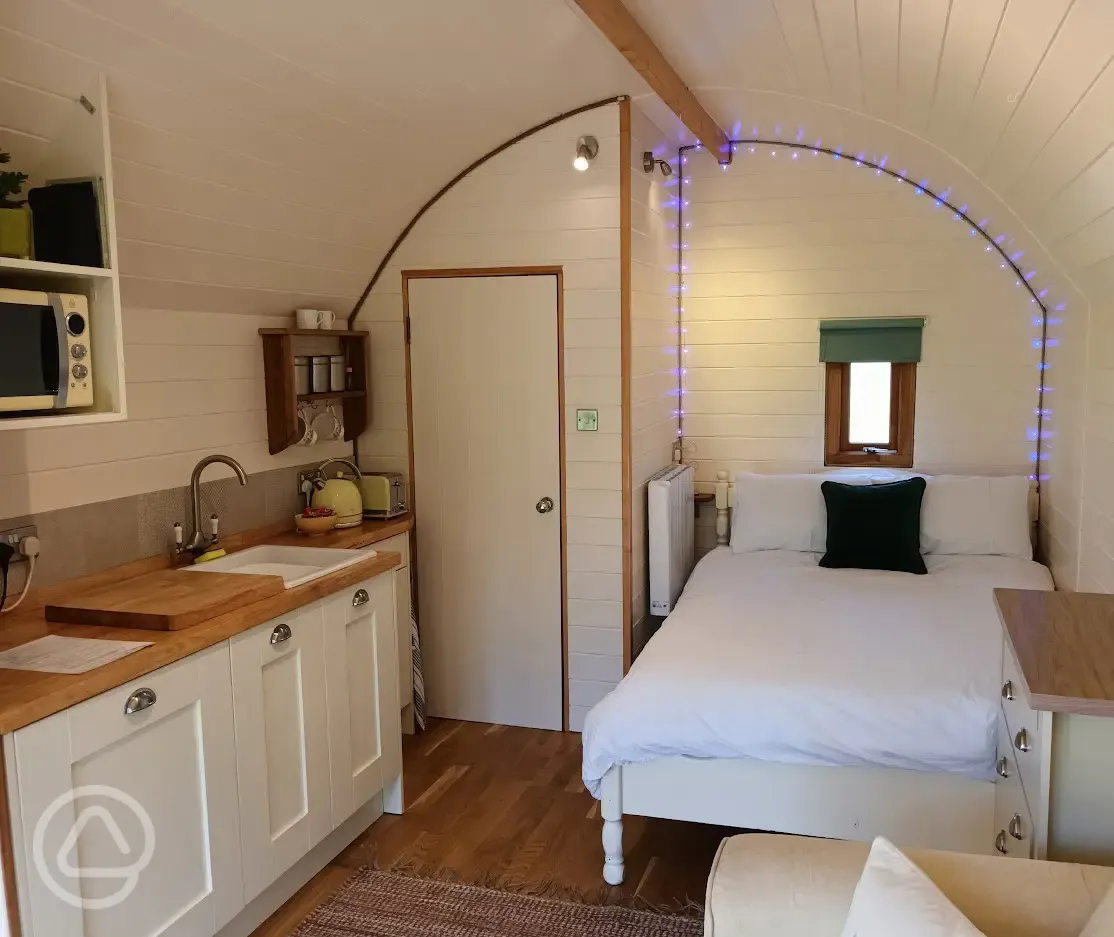 Ensuite glamping pod interior