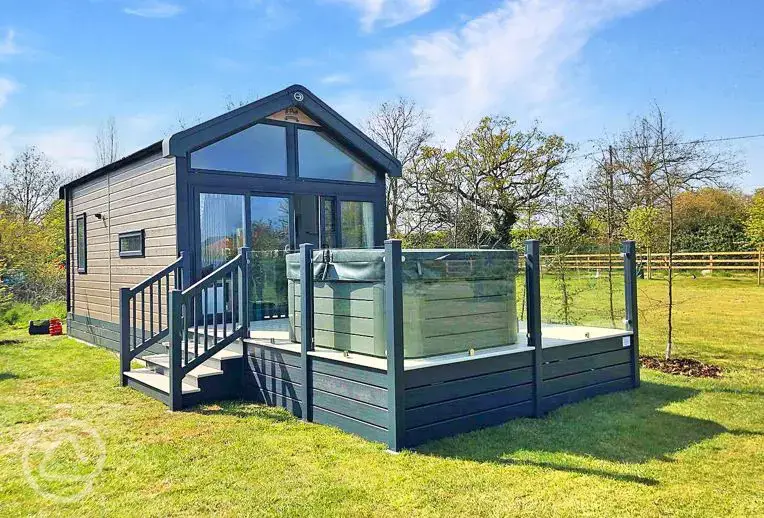 Glass House with hot tub
