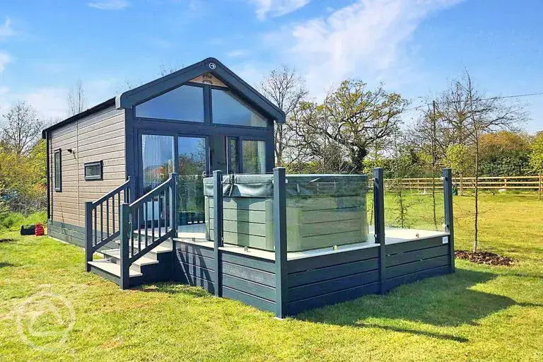 Glass House with hot tub