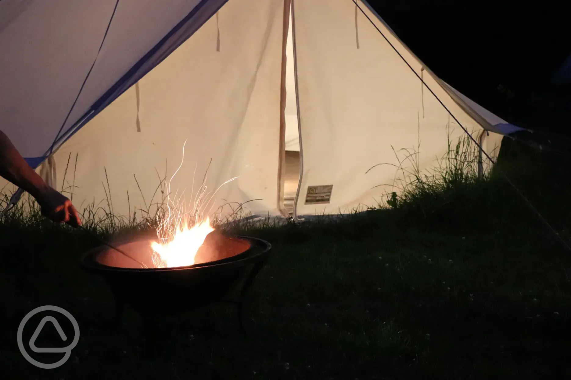 Stay in one of our Bell Tents, or just hire a fire pit.