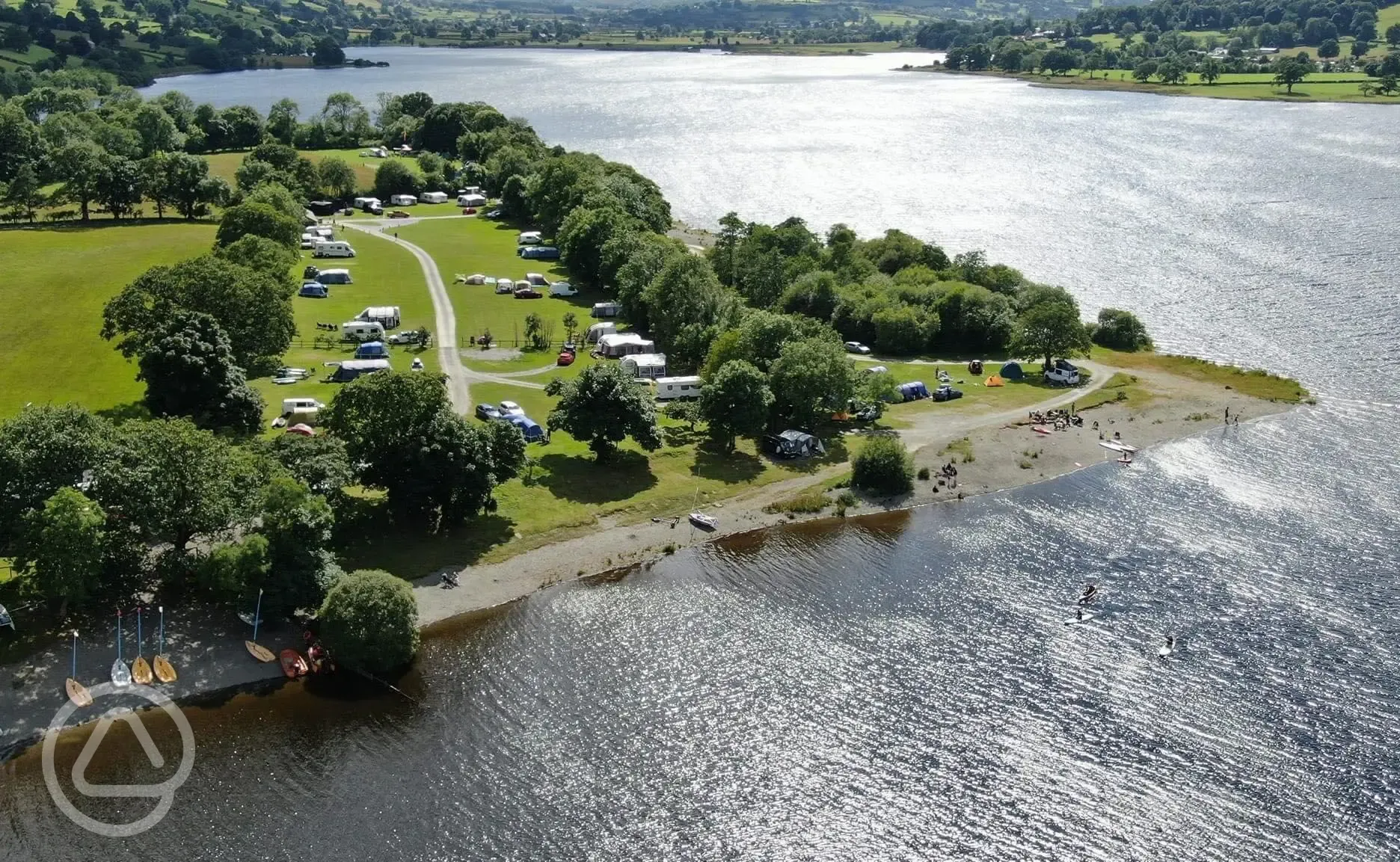 Aerial view Pant Yr Onnen Lakeside Campsite. Bala 