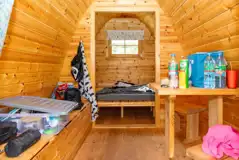 Camping pod interior, please bring your own bedding, shared facilities nearby