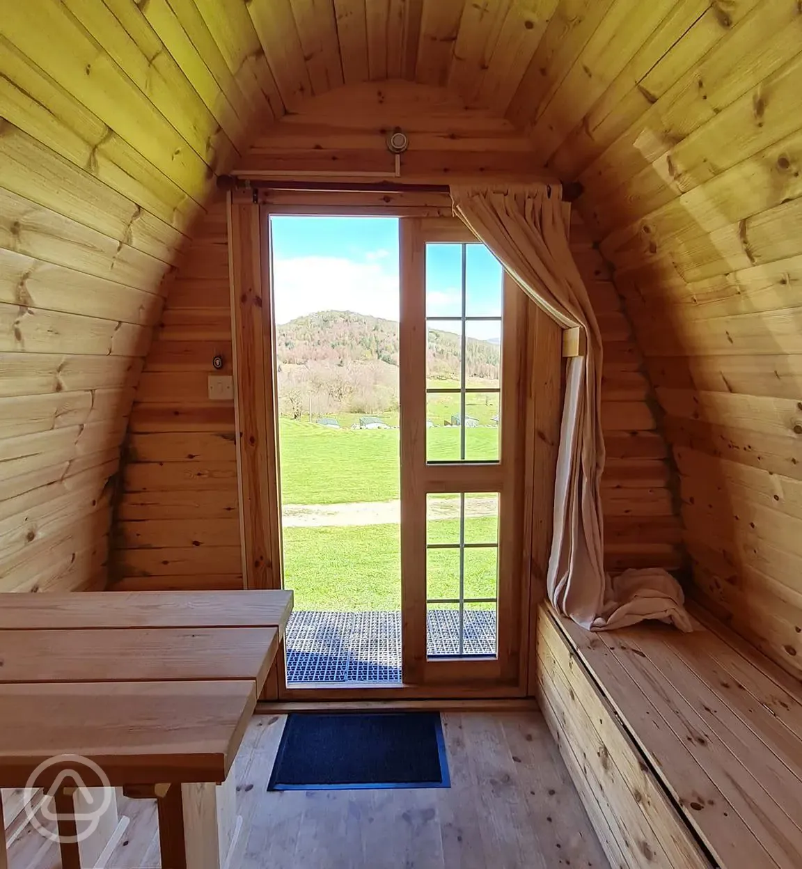 View from inside the camping pod