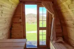 View from inside the camping pod