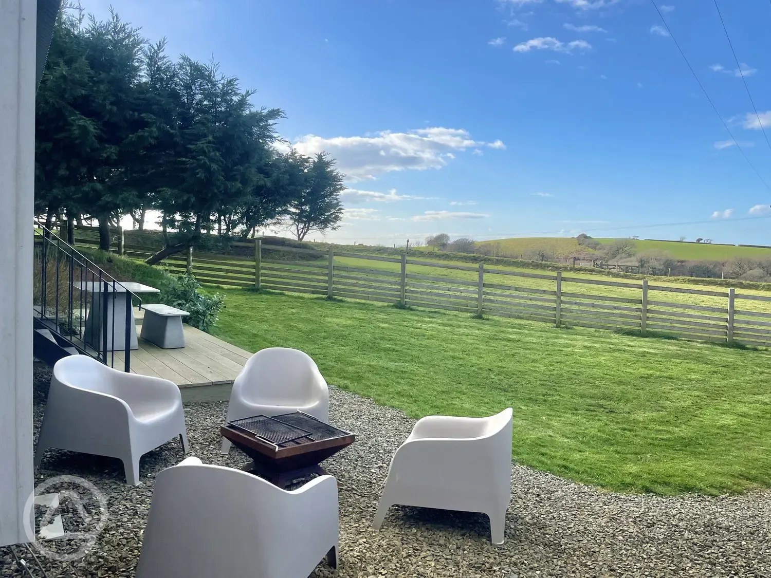 Penkenna shepherd's hut seating area 