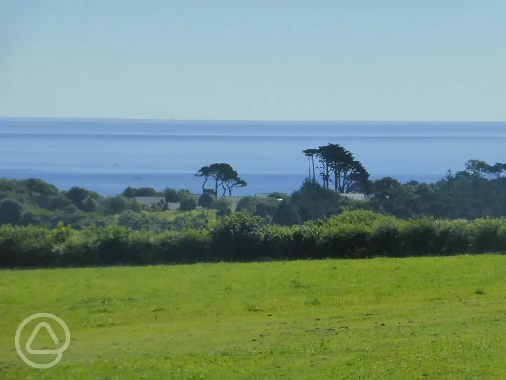 Sea views across Falmouth Bay and inland to Pendennis Castle at Penwarne