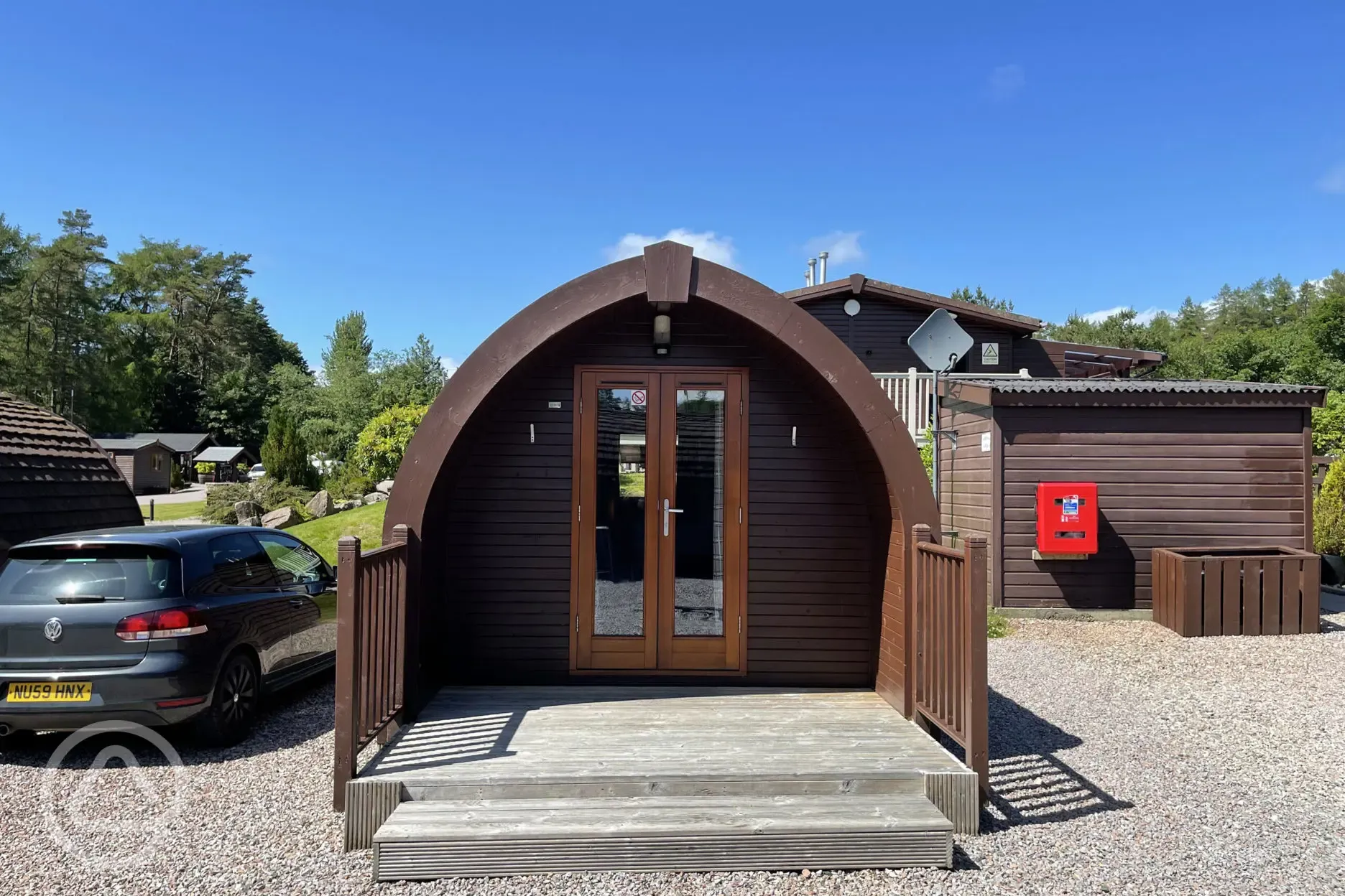Large hiker pod with sofa bed exterior