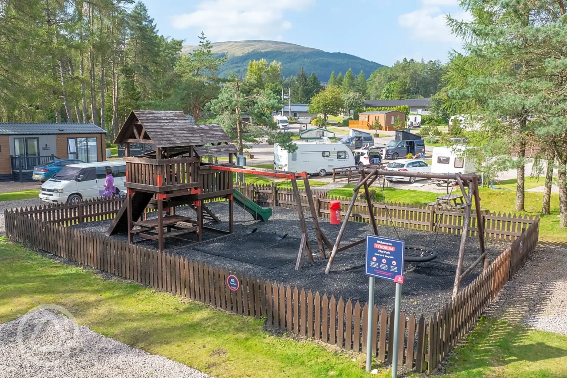 Children's playground with climbing frame