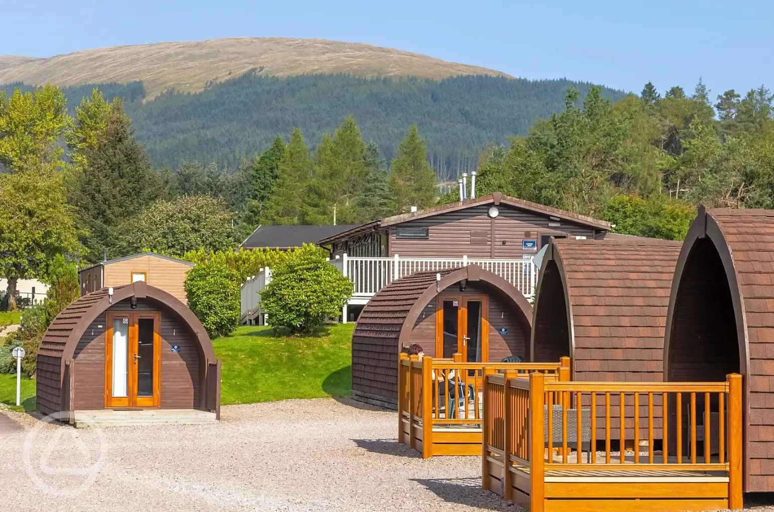 Hiker pods with decking areas