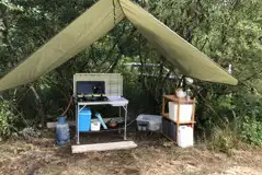 Lily Pad emperor bell tent outdoor kitchen