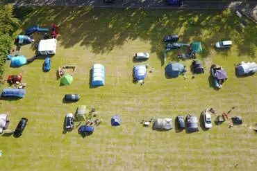 Bird's eye view of the grass pitches