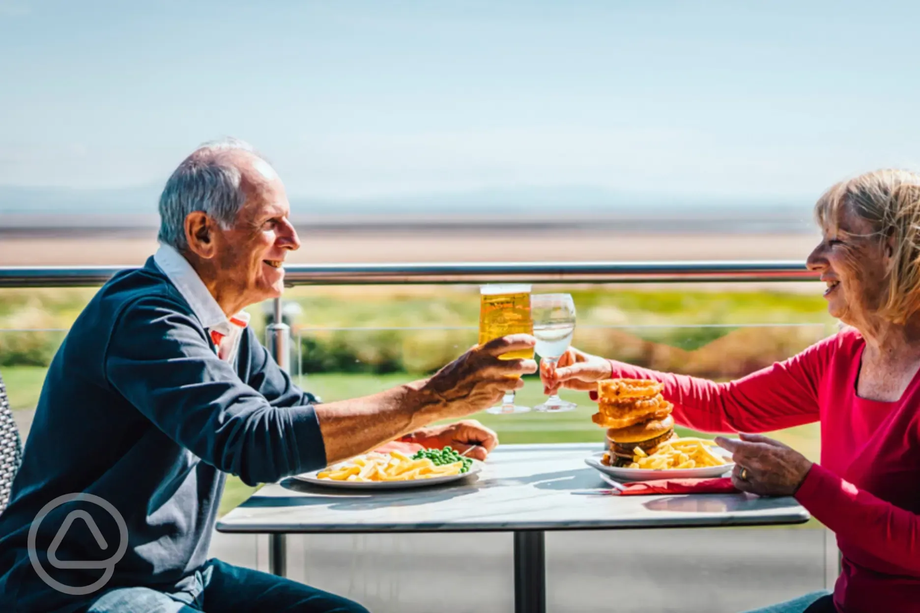 Sandpiper Cafe Bar at Queensberry Bay with distant sea views