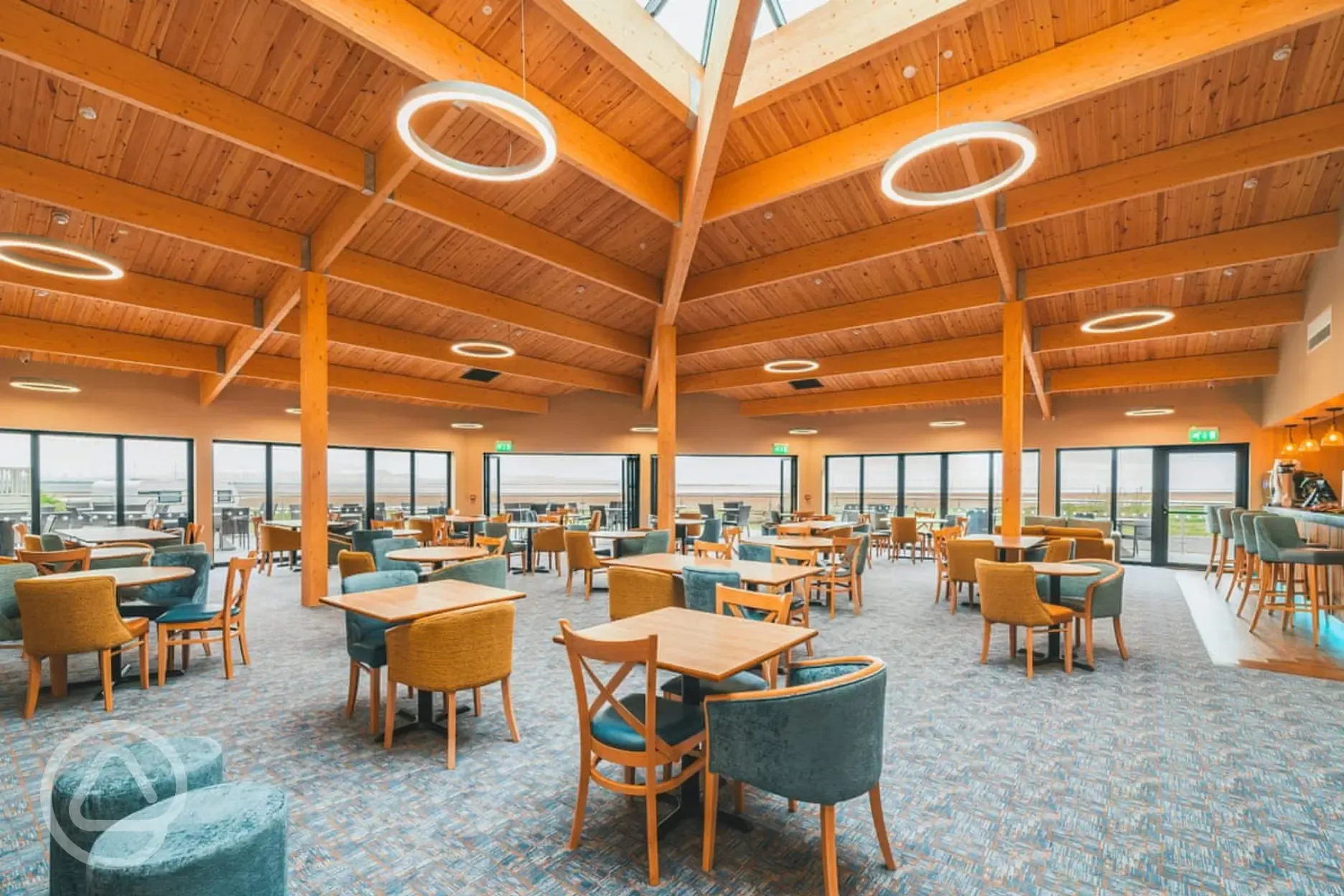 Indoor seating and bar at Sandpiper Cafe Bar