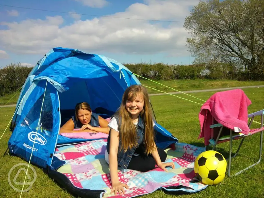 Family tent at Rhosfawr Caravan and Camping Park