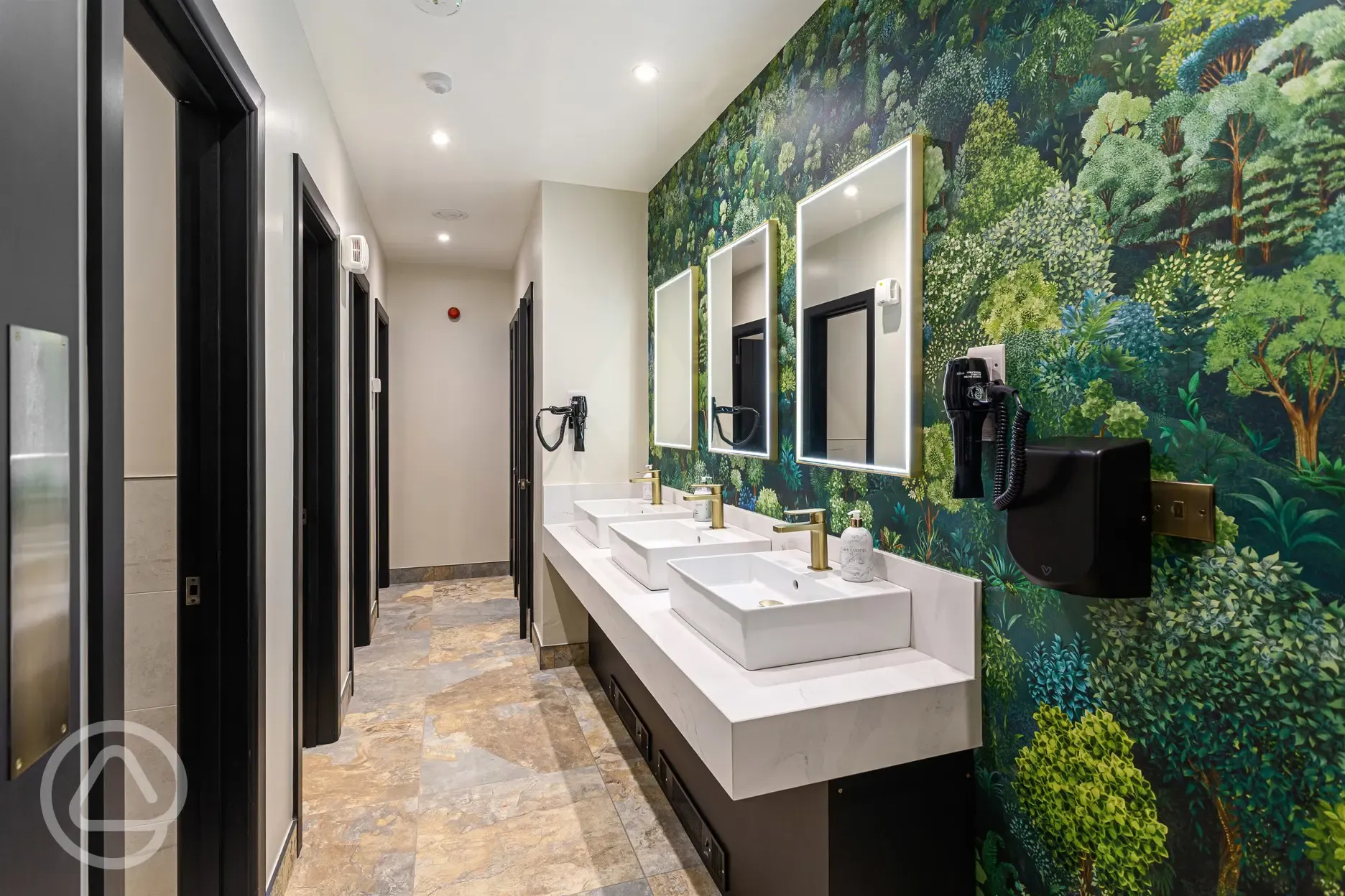 Ladies facilities with mirrors and hairdryers