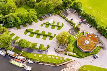 Aerial of the hardstanding pitches and facilities at The Riverfront York