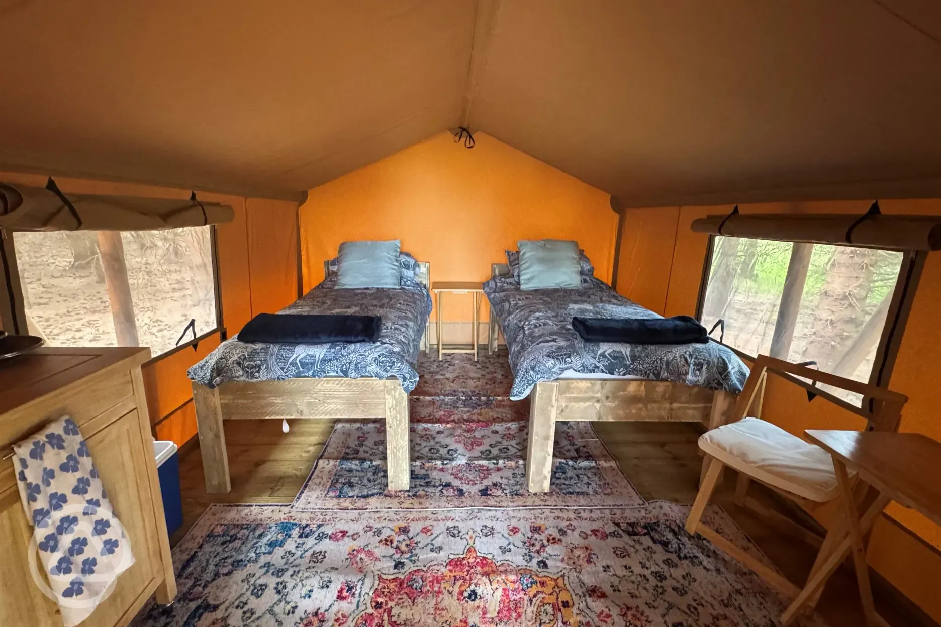 Drovers View Safari tent interior