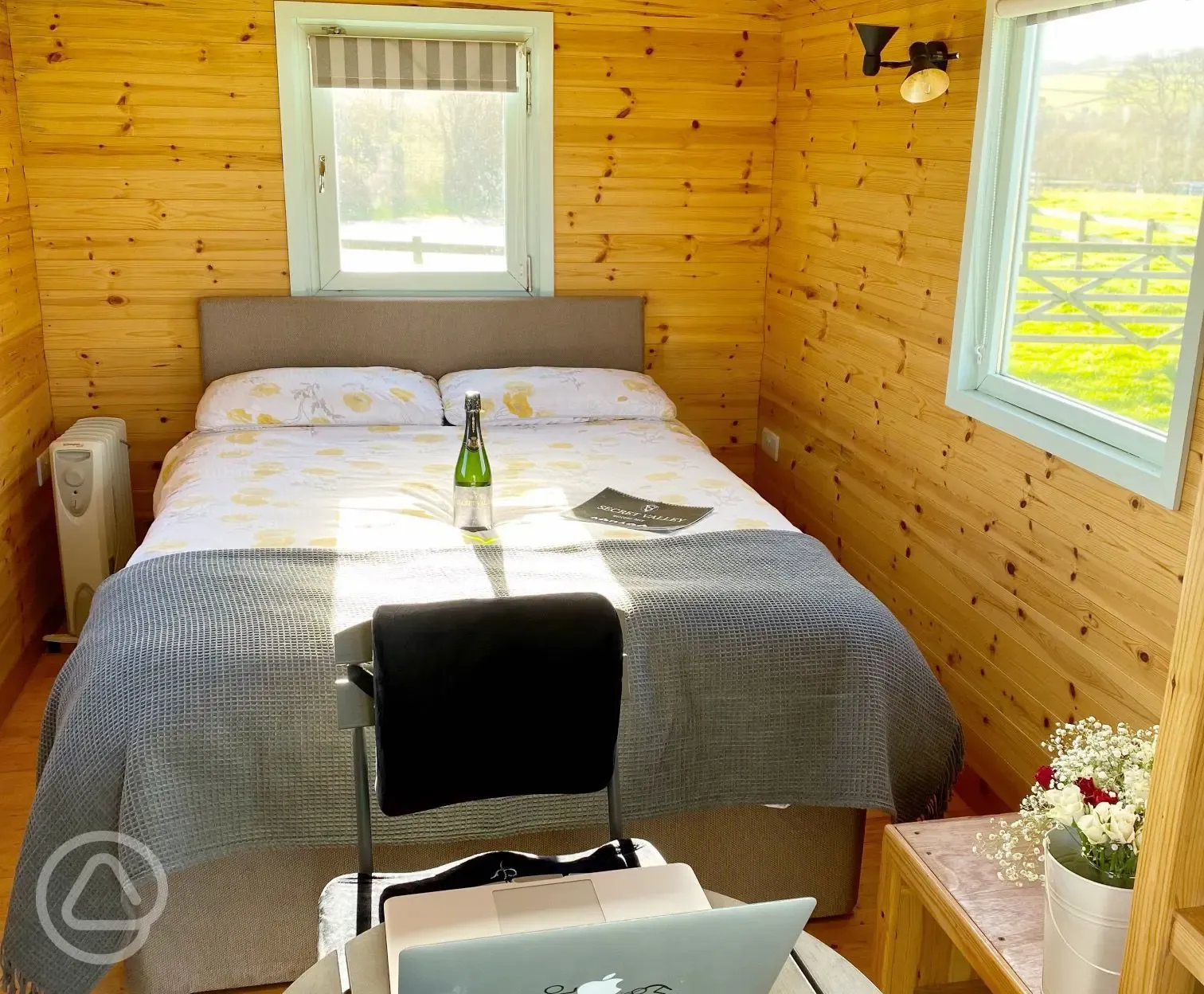 Shepherd's hut with hot tub interior