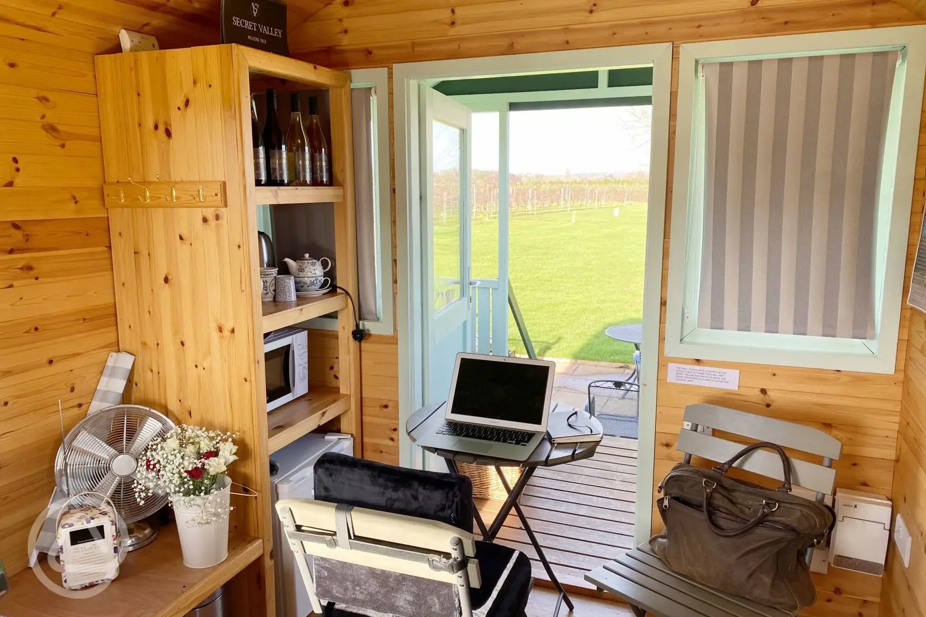 Shepherd's hut with hot tub interior