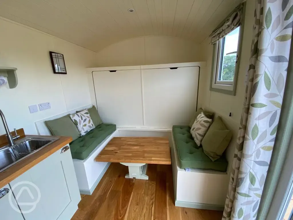 Ensuite shepherd's hut interior 