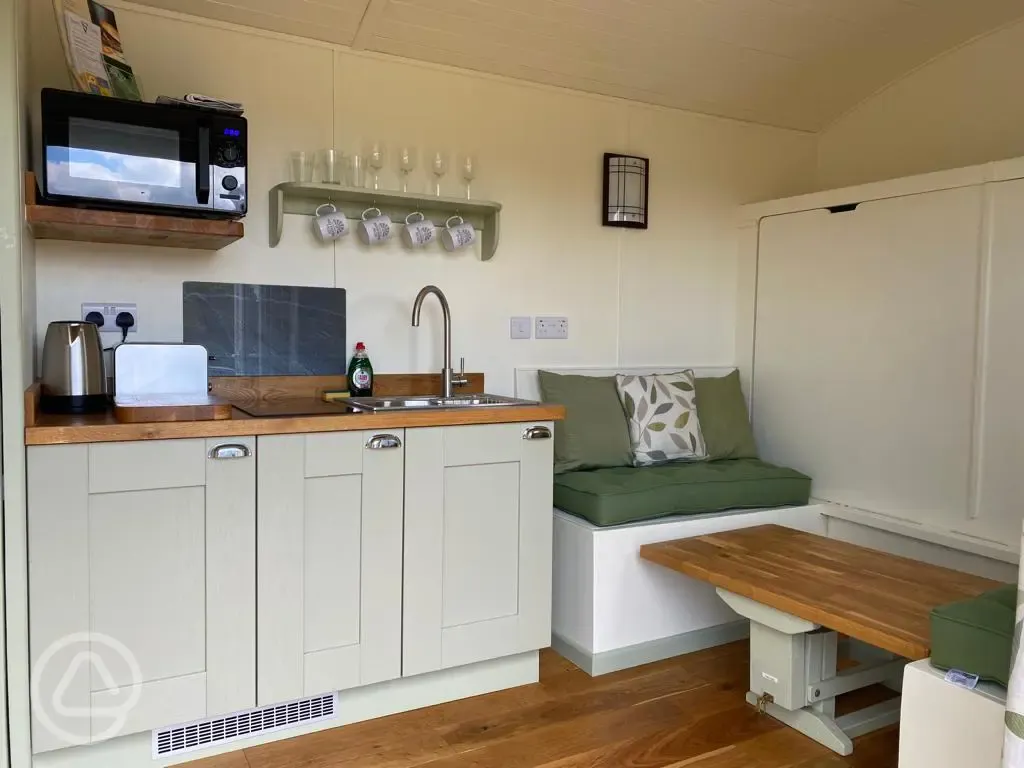 Ensuite shepherd's hut interior 