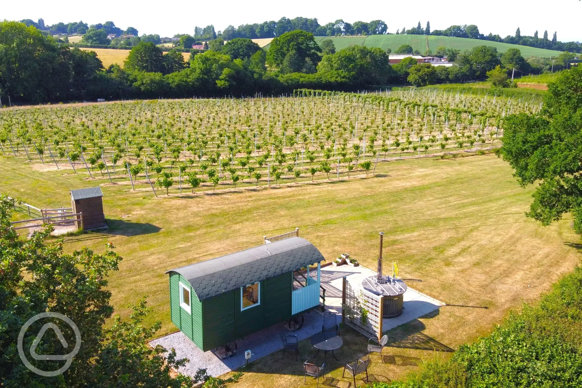 Shepherd's hut with hot tub