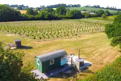 Shepherd's hut with hot tub