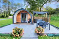 Luxury Cedar Pod at Shays Farm with a private hot tub and outdoor furniture