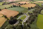 Aerial of the glamping pods at Shays Farm