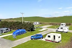 Aerial view of the hardstanding and grass pitches