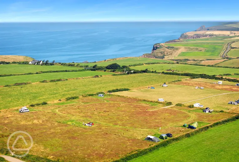 Aerial of Shortlands Farm overlooking the Welsh coastline